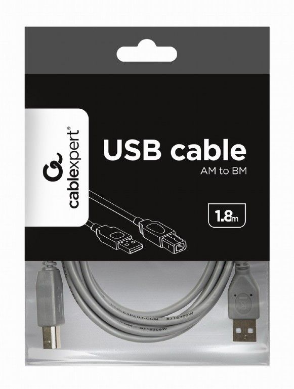 Кабель Cablexpert  CCP-USB2-AMBM-6G USB 2.0 AM/BM 1,8 м, сірий