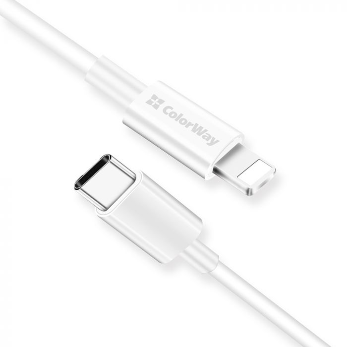 Кабель ColorWay USB Type-C - Lightning (M/M), 3.0 А, 1 м, White (CW-CBPDCL032-WH)