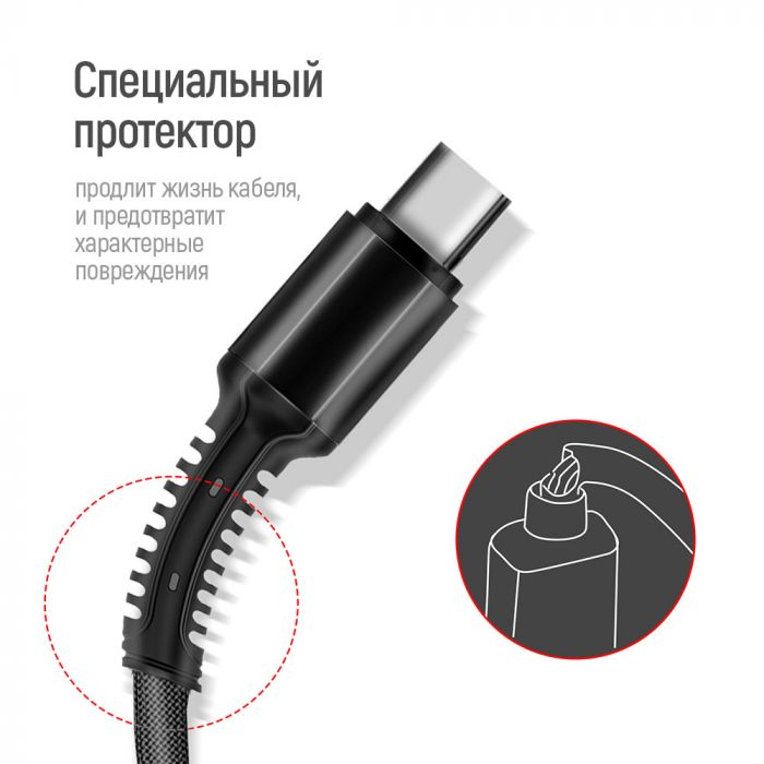 Кабель ColorWay USB-Lightning+MicroUSB+USB-C, 1.2м, Dark Grey (CW-CBU3003-GR)