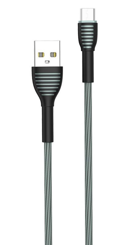 Кабель ColorWay USB-MicroUSB, braided cloth, 3А, 1м, Gray (CW-CBUM041-GR)