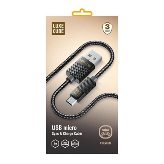 Кабель Luxe Cube Premium USB-microUSB, 1м, сірий (8886668686167)