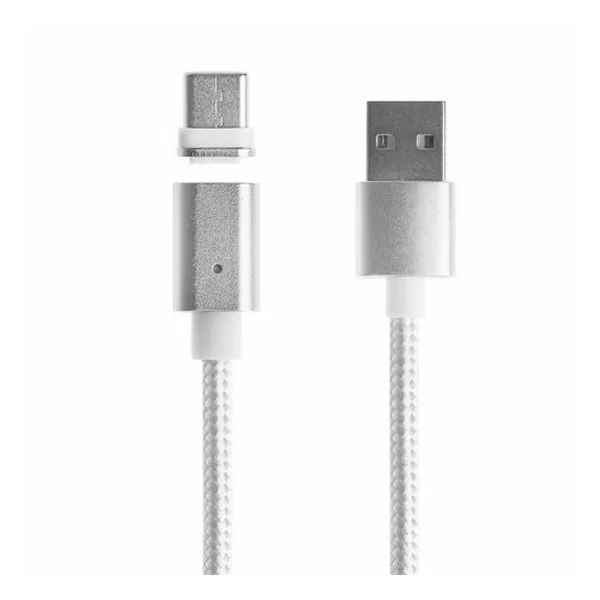 Кабель Voltronic USB - Lighting (M/M), магнітний, 1 м, Silver (YT-MCFB-L/S/13190) 