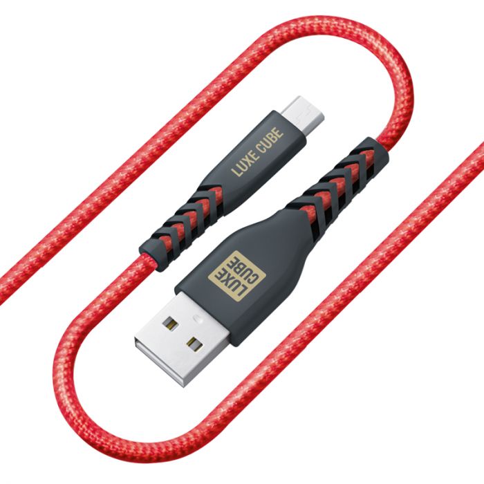 Кабель Luxe Cube Kevlar USB-microUSB (M/M), 1.2 м, червоний (8886998686264)