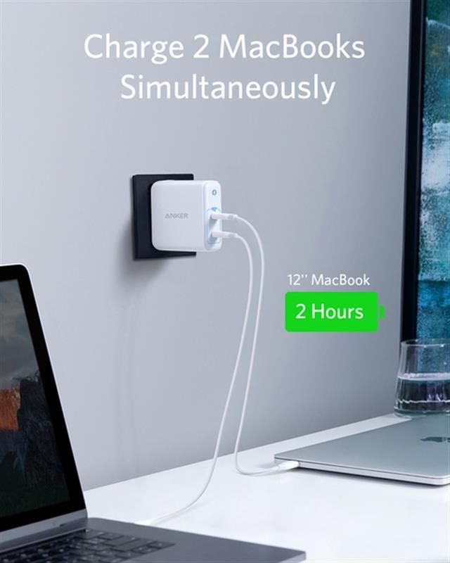 Мережевий зарядний пристрій Anker PowerPort Atom III Duo White, 60W, 2хUSB Type-C (A2629H21)