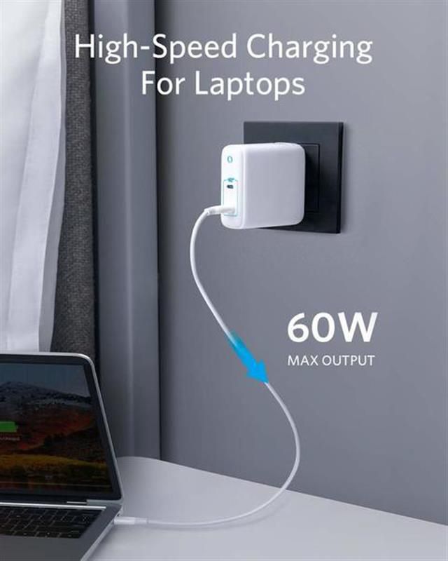 Мережевий зарядний пристрій Anker PowerPort Atom III Duo White, 60W, 2хUSB Type-C (A2629H21)