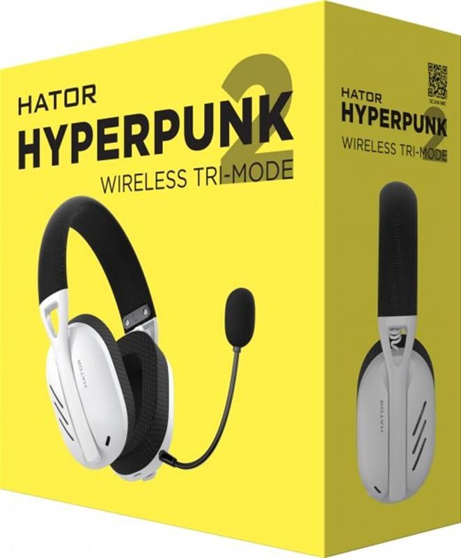 Bluetooth-гарнiтура Hator Hyperpunk 2 Wireless Tri-mode Black/White (HTA-856)