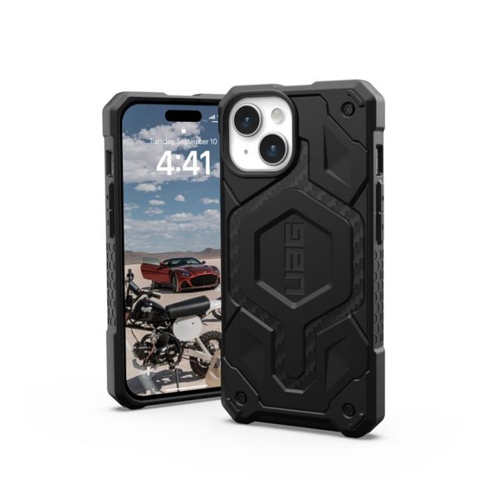 Чохол-накладка Urban Armor Gear Monarch Pro Magsafe для Apple iPhone 15 Carbon Fiber (114219114242)