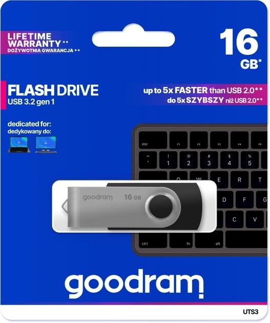 Флеш-накопичувач USB3.2 16GB GOODRAM UTS3 (Twister) Black (UTS3-0160K0R11)