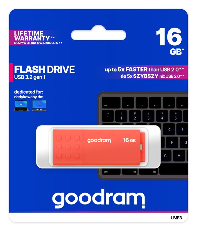 Флеш-накопичувач USB3.2 16GB GOODRAM UME3 Orange (UME3-0160O0R11)