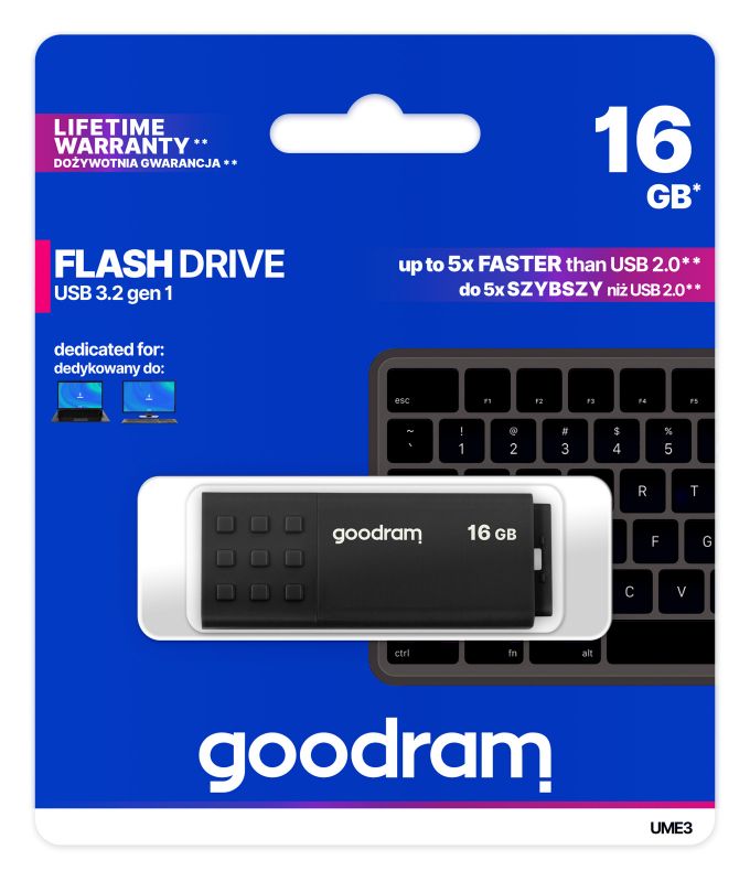 Флеш-накопичувач USB3.2 16GB GOODRAM UME3 Black (UME3-0160K0R11)