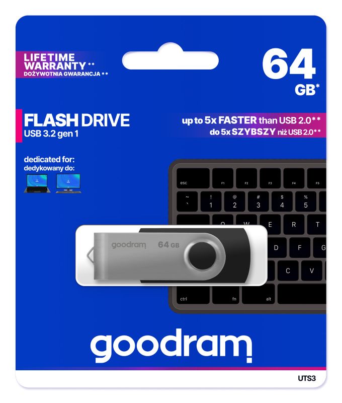 Флеш-накопичувач USB3.2 64GB GOODRAM UTS3 (Twister) Black (UTS3-0640K0R11)