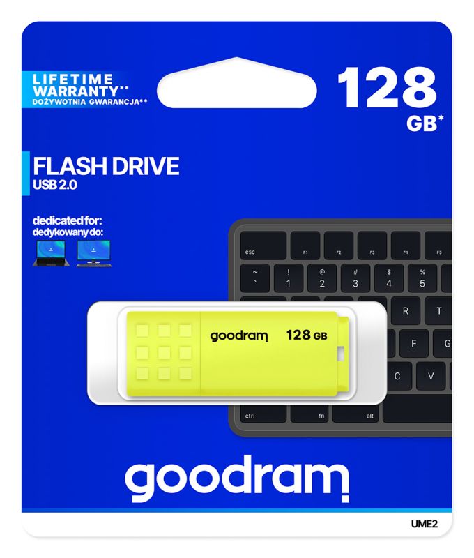 Флеш-накопичувач USB2.0 128GB GOODRAM UME2 Yellow (UME2-1280Y0R11)