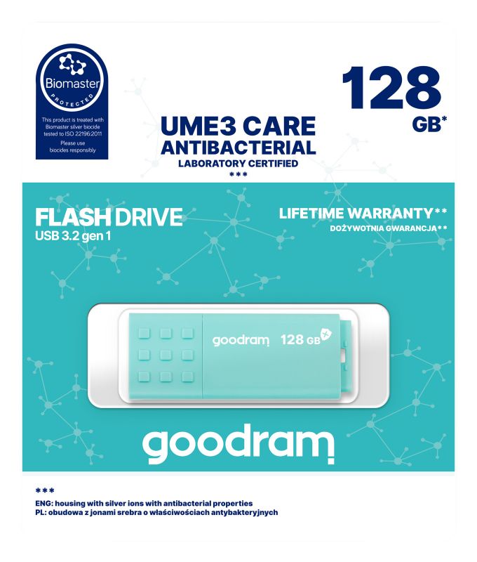 Флеш-накопичувач USB3.2 128GB GOODRAM UME3 Care Green (UME3-1280CRR11)