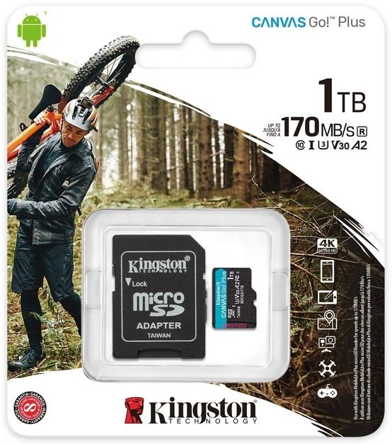 Карта пам`яті MicroSDXC 1TB UHS-I/U3 Class 10 Kingston Canvas Go! Plus R170/W90MB/s + SD-адаптер (SDCG3/1TB)