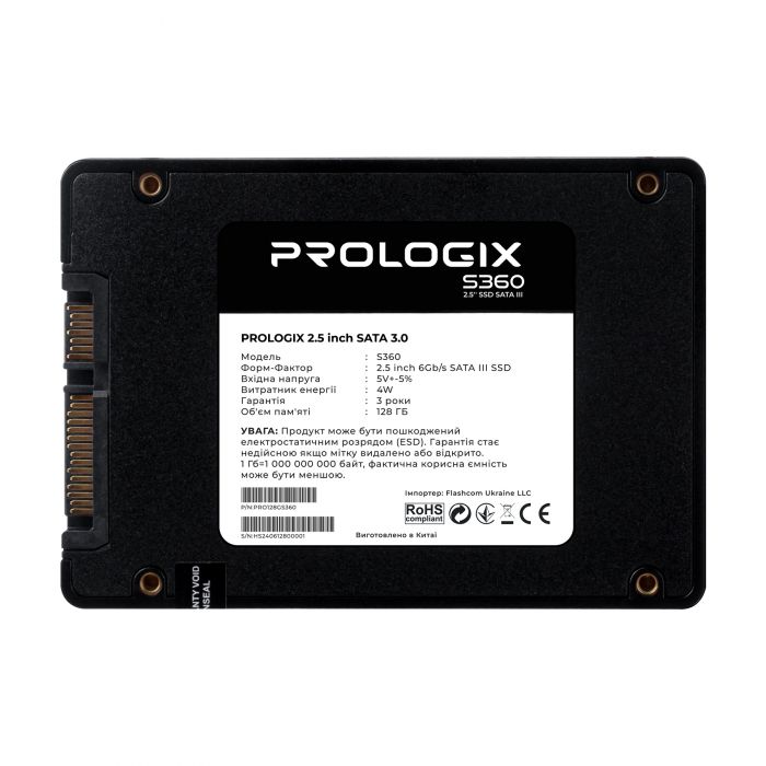 Накопичувач SSD  128GB Prologix S360 2.5" SATAIII 3D TLC (PRO128GS360)