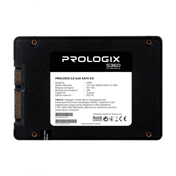 Накопичувач SSD  512GB Prologix S360 2.5" SATAIII TLC (PRO512GS360)