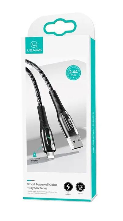 Кабель Usams US-SJ469 USB - Lightning (M/M), 1.2 м, Black (SJ469USB01)