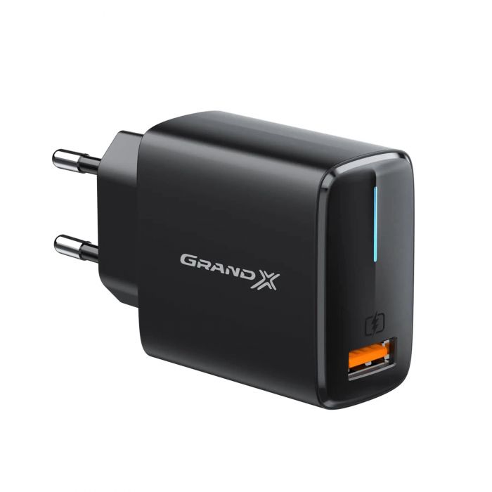 Мережевий зарядний пристрій Grand-X Quick Charge 3.0 (1xUSB 1.5-3A) Black (CH-550B)