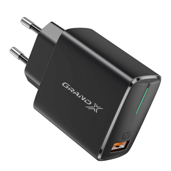 Мережевий зарядний пристрій Grand-X Quick Charge 3.0 (1xUSB 1.5-3A) Black (CH-550B)