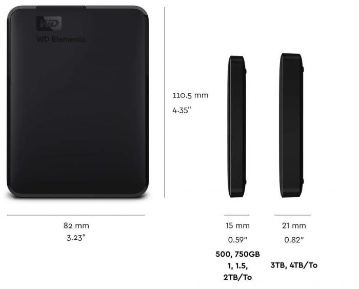 Зовнішній жорсткий диск 2.5" USB 4.0TB WD Elements Portable Black (WDBU6Y0040BBK-WESN)