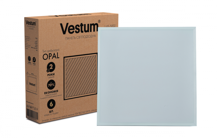Панель світлодіодна LED OPAL 50W 600x600 6000K 220V Vestum