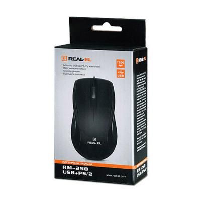 Мишка REAL-EL RM-250 Black USB+PS/2