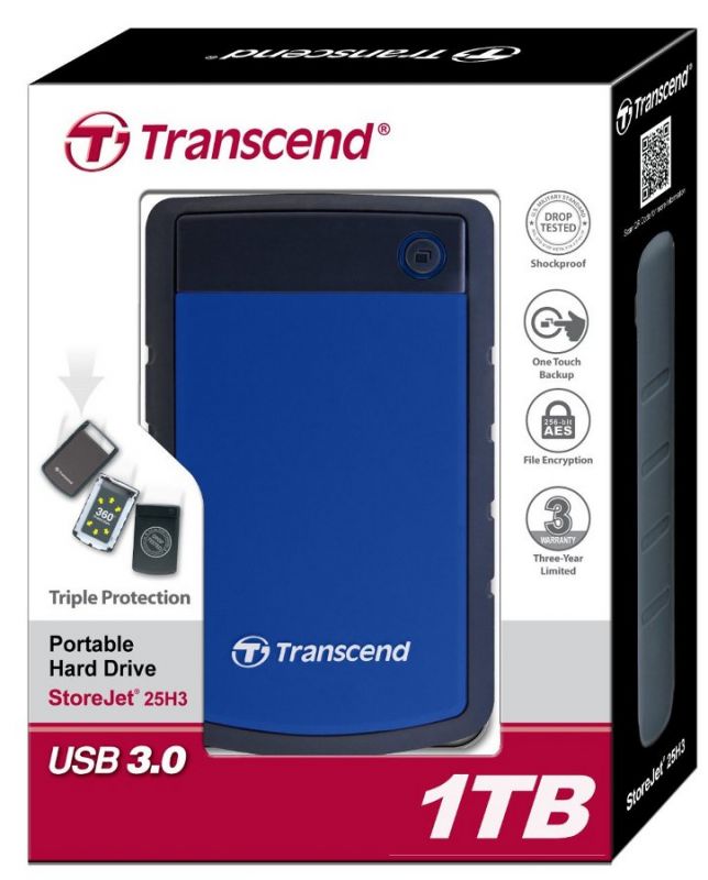 Накопичувач зовнiшнiй 2.5" USB 1TB TRANSCEND StoreJet 25H3B (TS1TSJ25H3B)