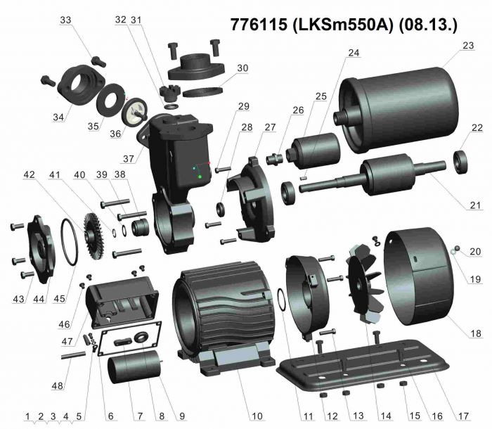 Станція 0.55кВт Hmax 45м Qmax 45л/хв (вихровий насос) 1л LEO LKSm550A (776115)