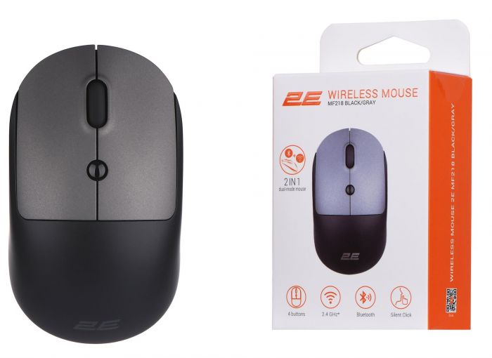 Миша бездротова 2E MF218 Silent Black/Gray (2E-MF218WBG)  Миша бездротова 2E MF218 Silent Black/Gray (2E-MF218WBG)
