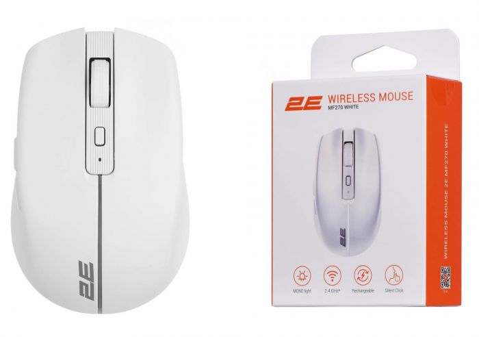 Миша бездротова 2E MF270 Silent Rechargeable WL White (2E-MF270WWH)  Миша бездротова 2E MF270 Silent Rechargeable WL White (2E-MF270WWH)