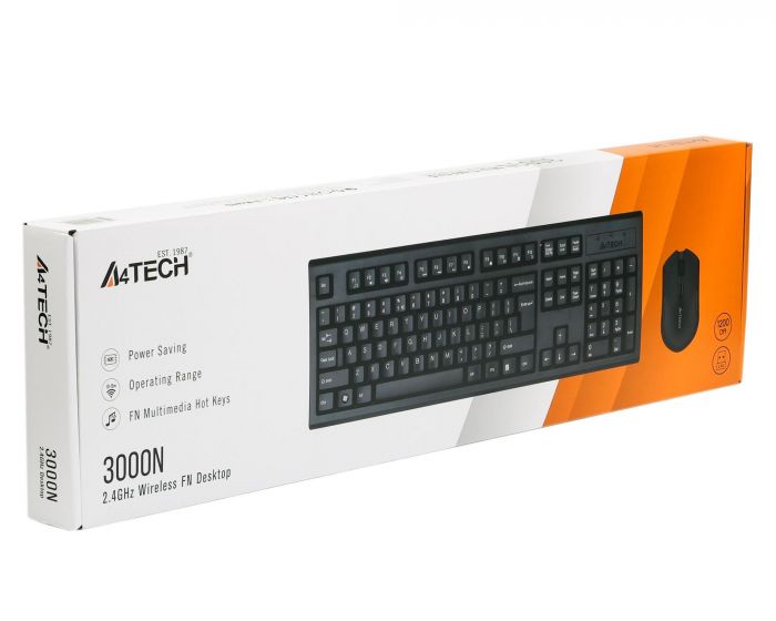 Комплект (клавіатура, миша) бездротовий A4Tech 3000N Black USB