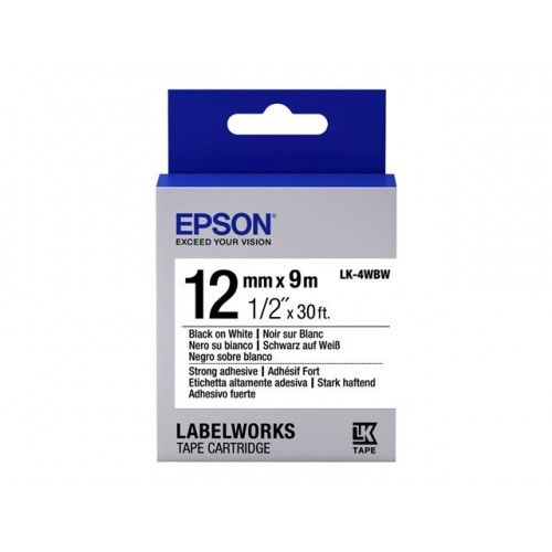 Стрічка Epson LK4WBW Strong Adhesive Black/White 12mm/9m (C53S654016)