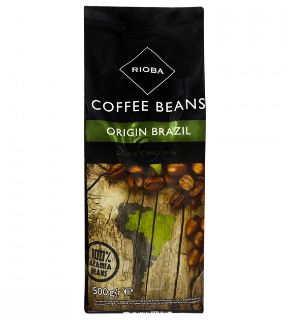 Кава Rioba Coffee Beans бразильська натур смажена зерна 500г