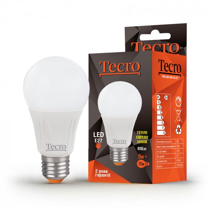 Лампа LED Tecro PRO-A60-9W-3K-E27 9W 3000K E27