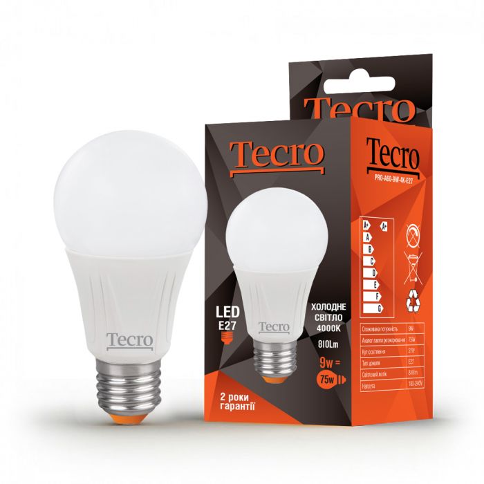 Лампа LED Tecro PRO-A60-9W-4K-E27 9W 4000K E27