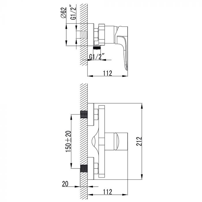 Змішувач MAGGIORE Ø40 для душа CORSO 9608300 (BE-1D122C)