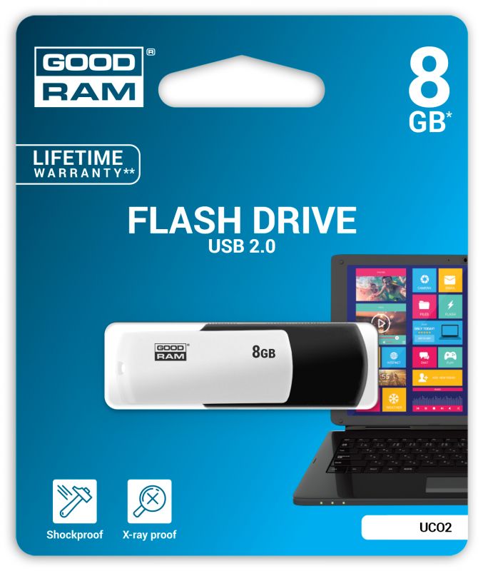 Флеш-накопичувач USB  8GB GOODRAM UCO2 (Colour Mix) Black/White (UCO2-0080KWR11)