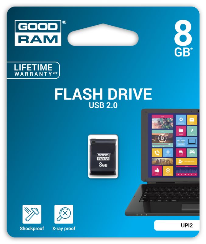 Флеш-накопичувач USB  8GB GOODRAM UPI2 (Piccolo) Black (UPI2-0080K0R11)