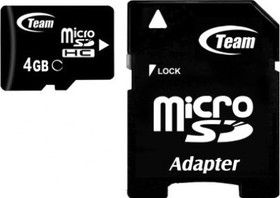 Карта пам`ятi MicroSDHC 4GB Class 10 Team + SD-adapter (TUSDH4GCL1003)