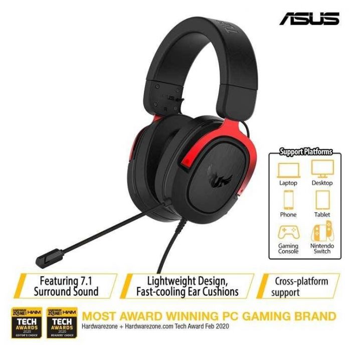 Гарнітура Asus TUF Gaming H3 Red (90YH02AR-B1UA00)