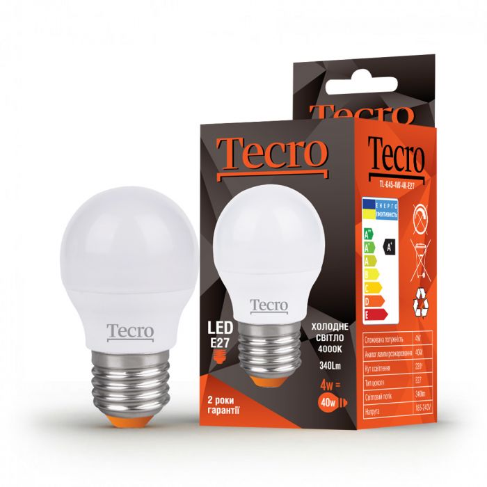 Лампа LED Tecro TL-G45-4W-4K-E27 4W 4000K E27