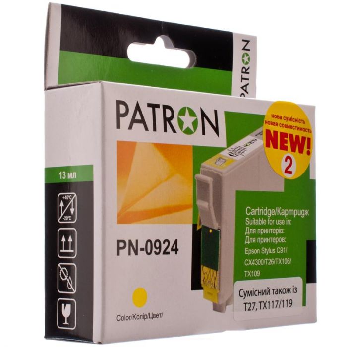 Картридж Patron (PN-0924) (№2) Epson Stylus C91, CX4300, T26/T27, TX106/109/117/119 Yellow (T09244A)