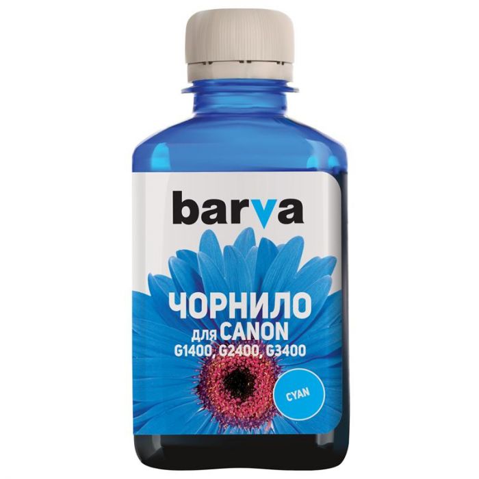 Чорнило Barva Canon PIXMA  G1400/G2400/G3400 (GI-490) (Cyan) (G490-504) 180 г