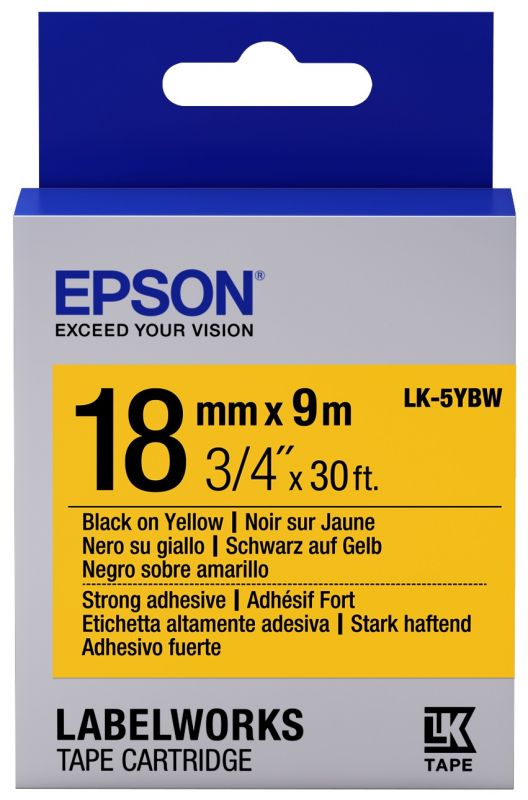 Стрічка Epson LK5YBW Strong Adhesive Black/Yellow 18mm/9m (C53S655010)