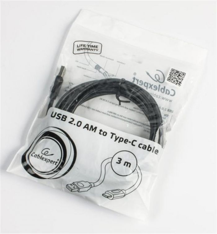 Кабель Cablexpert (CCP-USB2-AMCM-10) USB 2.0 type A - USB type C, 3м, чорний