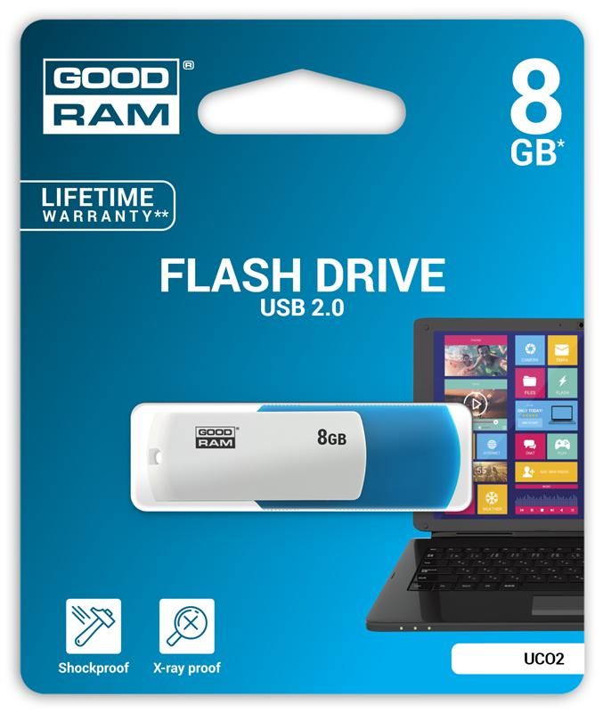 Флеш-накопичувач USB  8GB GOODRAM UCO2 (Colour Mix) Blue/White (UCO2-0080MXR11)