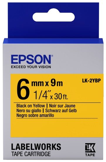Стрічка Epson LK2YBP Pastel Black/Yellow 6mm/9m (C53S652002)