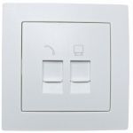 Розетка Smartfortec НЅ033ТC подвійна RJ-45/RJ-11 з захисними шторками прихованого типу біла