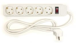 Фільтр живлення PowerPlant JY-1056/1.8 (PPSA10M18S5) 5 розеток, 1.8 м, білий