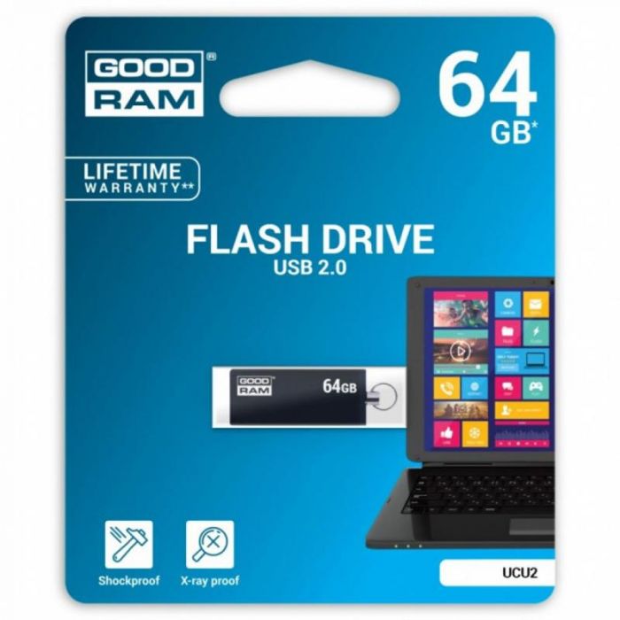 Флеш-накопичувач USB2.0 64GB GOODRAM UCU2 (Cube) Black (UCU2-0640K0R11)